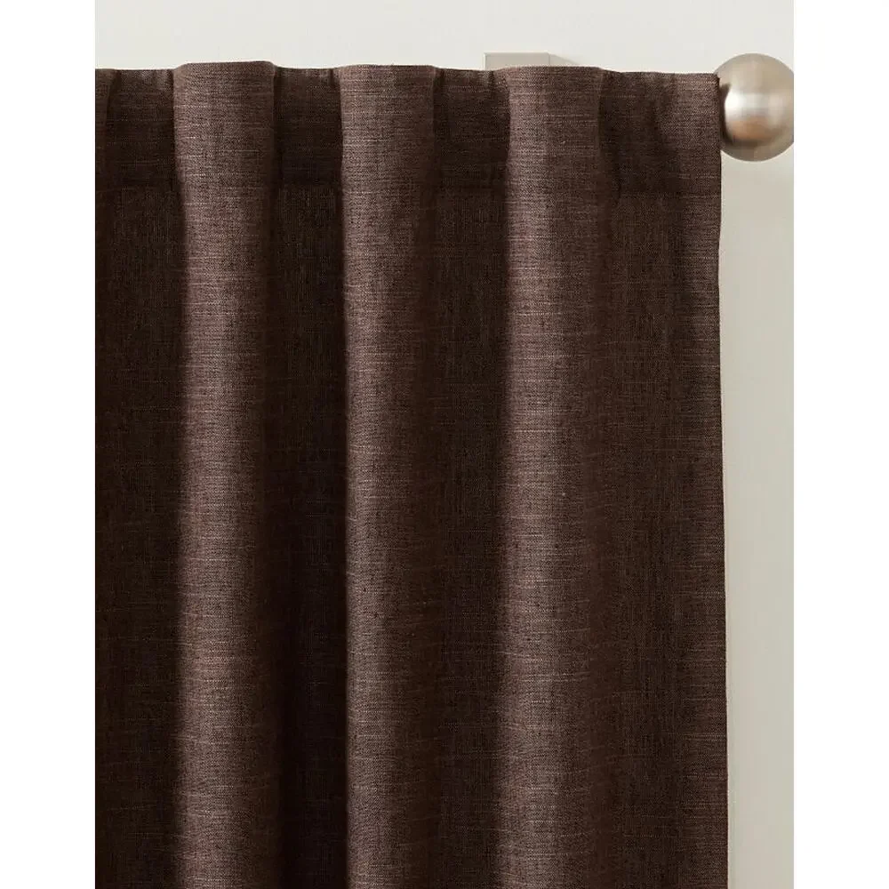 $399 Pottery Barn EMERY Linen Blackout Curtain | Expresso Brown, 50x120